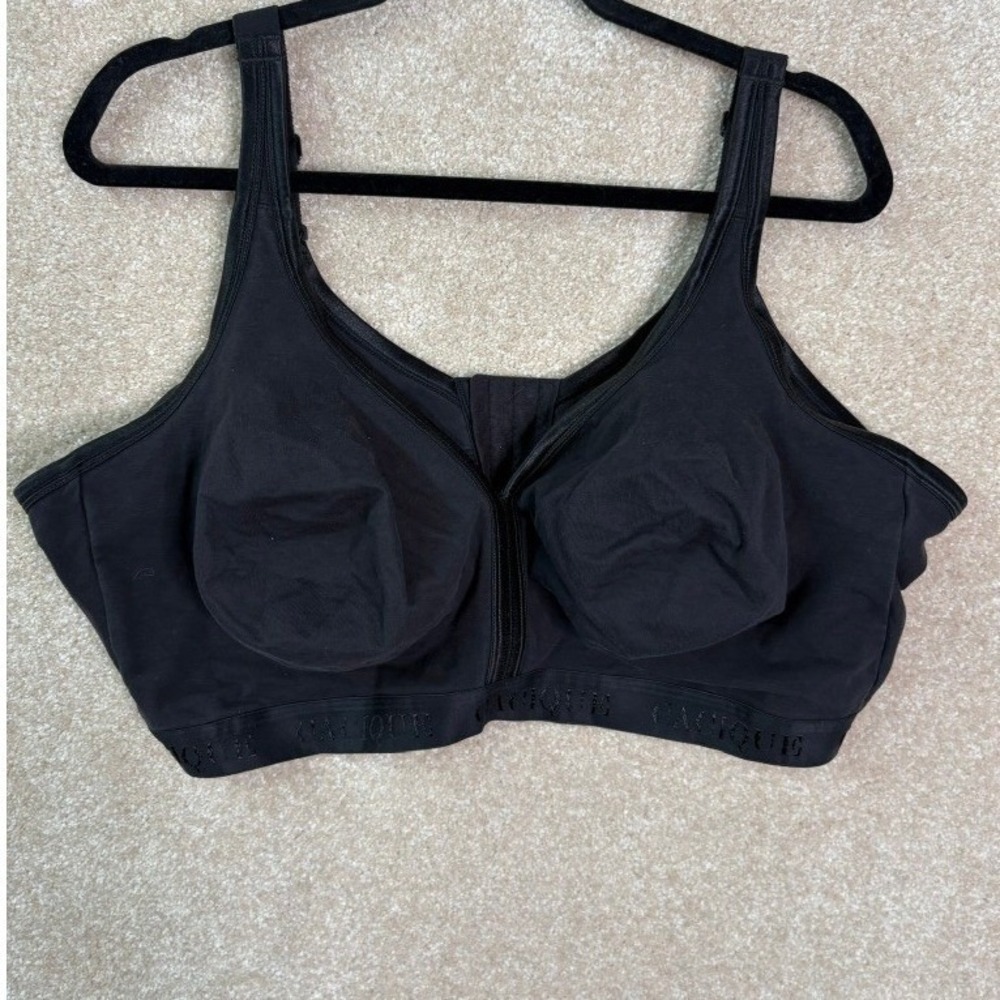 CACIQUE Unlined No-Wire Bra Women's 48DDD Black Cotton Blend Comfort Plus Size